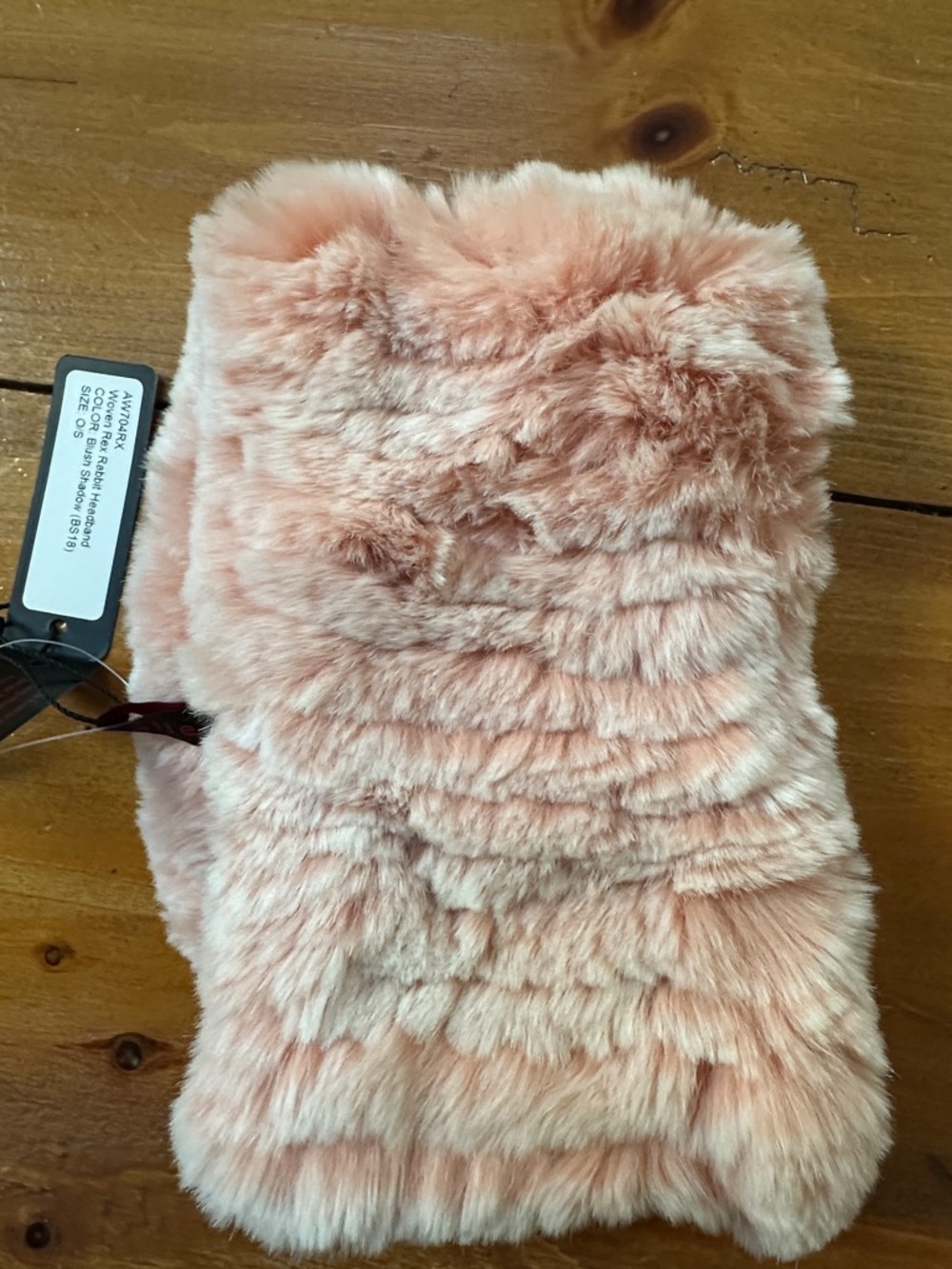 Annabelle BLUSH SHADOW Pink woven Rex rabbit fur headband NWT